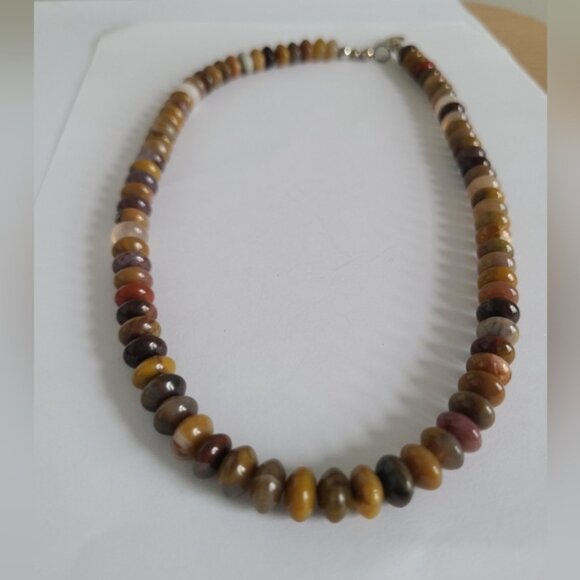 Vintage Boho Lagenlook Brown Tan Quartz Beaded Natural Gemstone Strand Necklace - Picture 2 of 8